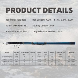 MIFINE COMPETITIVE Telescopic Bolo Fishing Rod 4/4.5/5/6M HIGH CARBON Trout Travel Ultra Light Spinning Float Bolognese 10-30G
