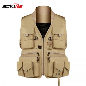 Men Multi-function Fishing Vest Scratchproof Soft Multi-pocket Fishing Jacket Outdoors Camping Army Fisherman Clothig XA172G