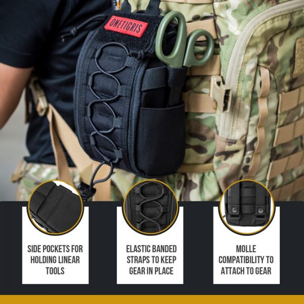 OneTigris First Aid Medical Bag Pack Medical Kit Quick Detach EMT/First Aid Pouch Tactical EDC Airsoft Trauma Pouch