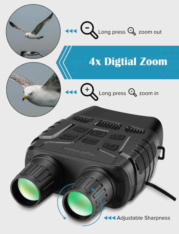 Night Vision Device Binoculars 300 Yards Digital IR Telescope Zoom Optics with 2.3' Screen Photos Video Recording Hunting Camera