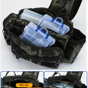 Multifunctional Fishing Tackle Bags Single Shoulder Crossbody Bag Waist Pack Fish Lures Gear Utility Storage Fishing Bag X232G