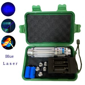 High power blue Laser Torch 450nm 10000m Focusable Blue Laser Pointers Flashlight burn match candle lit cigarette