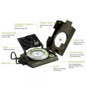 Eyeskey Mulitifunctional Outdoor Survival Military Compass Camping Waterproof Geological Compass Digital Navigation Equipment