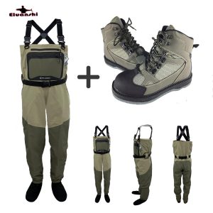 Fly Fishing Wading Shoes & Pants Aqua Sneakers Clothing Set Breathable Rock Sports Waders Felt Sole Boots Hunting No-slip Fish