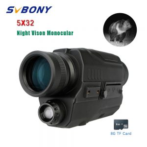 SVBONY 5x32 Infrared Digital Night Vision Monocular with 8G TF card 200M range Hunting Monocular Thermal imager for hunting