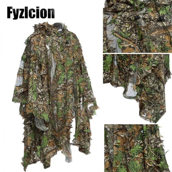 3D Leaves Breathable Camouflage clothes Hunting equipment birdwatching Poncho