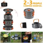 Camping Cookware Kit Outdoor Aluminum Cooking Set Water Kettle Pan Pot Travelling Hiking Picnic BBQ Tableware Equipment