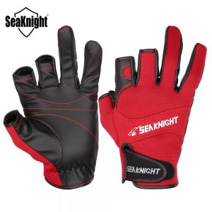 SeaKnight SK03 Sport Winter Fishing Gloves 1Pair/Lot 3 Half-Finger Breathable Leather Gloves Neoprene & PU Fishing Equipment
