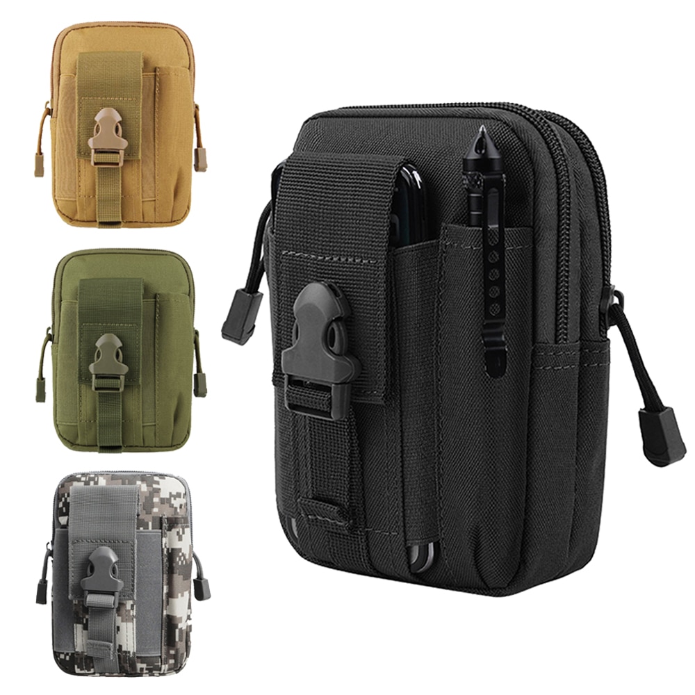 Outdoor Men Compact Gadget Utility Belt with Cell Phone Holster Holder Lightbare Tactical Molle Pouch Multipurpose EDC Waist Bag Pack 
