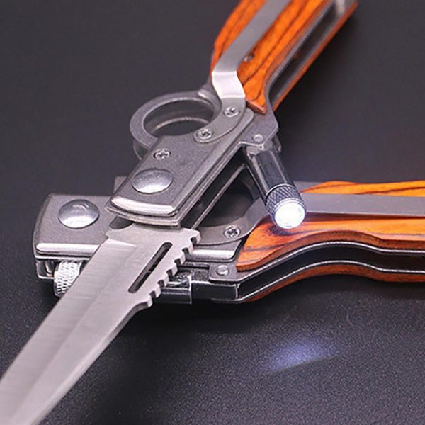 OOTDTY AK47 Gun Shaped Pocket Tactical Folding Blade Knife Survival Hunting Camping Pocket Knife With LED New