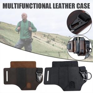 Vintage Style Portable Tool Set Outdoor Survival Hanging Waist Set Belt Bag Suitable For Iphone Mobile Phone Bag Leather Case