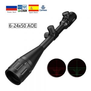 6-24x50 Aoe Riflescope Adjustable Green Red Dot Hunting Light Tactical Scope Reticle Optical Rifle Scope