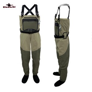 ELUANSHI Breathable chest Fly Fishing Waders for 100% Nylon surface thickened Waterproof and layer fine woven mesh Wading Thick