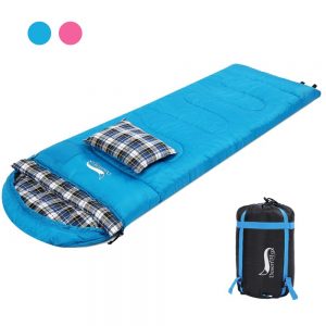 Desert&Fox Soft Flannel Sleeping Bags with Pillow for Adult Kids Winter Sleeping Bag Warm Lining Hiking Camping Bags with Sack