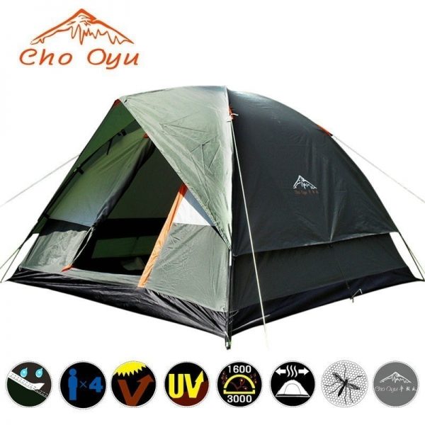 Waterproof Camping Hiking Fishing Tent Separated Dual Layer Travel Tent 4 Season Anti UV Beach Tent for 3-4 Person Family