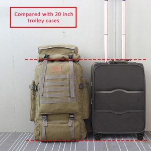 60L Large Military Bag Canvas Backpack Tactical Bags Camping Hiking Rucksack Army Mochila Tactica Travel Molle Men Outdoor XA84D