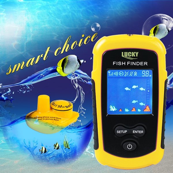 Lucky 120 meters wireless operation range Portable sonar sensor deeper Fish Finder FFCW1108-1 color lcd display for fishing