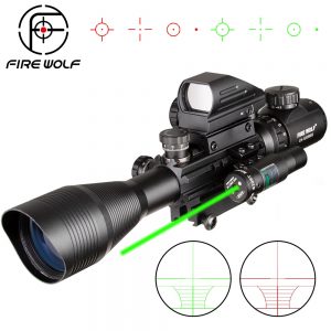 4-12X50 EG Hunting Airsofts Riflescope Tactical Air Gun Red Green Dot Laser Sight Scope Holographic Optics Rifle Scope
