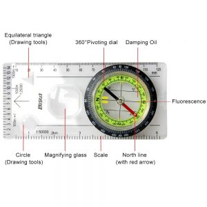 Eyeskey Outdoor Camping Directional Cross-country Race Hiking Special Compass Baseplate Ruler Map Scale Compass Night bussola