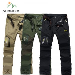 NUONEKO Quick Dry Removable Hiking Pants Outdoor 6XL Mens Summer Breathable Shorts Men Mountain Camping Trekking Trousers PN09