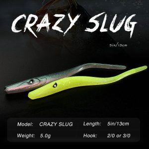 ALLBLUE Crazy Slug 130mm 6pcs/bag Soft Fishing Lure Seabass Artificial Bait Silicone Worm Shad Eel Needfish Fishing Tackle