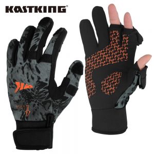 KastKing Mountain Mist Neoprene Gloves Soft Neoprene Palm Fleece Lined Waterproof and Windproof Polyester for Winter Fishing