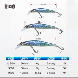 Kingdom Hot Jerkbaits Fishing lures 60mm 6g 80mm 9g 105mm 18.6g Sinking Minnow lure High Quality Hard Baits Good Action Wobblers